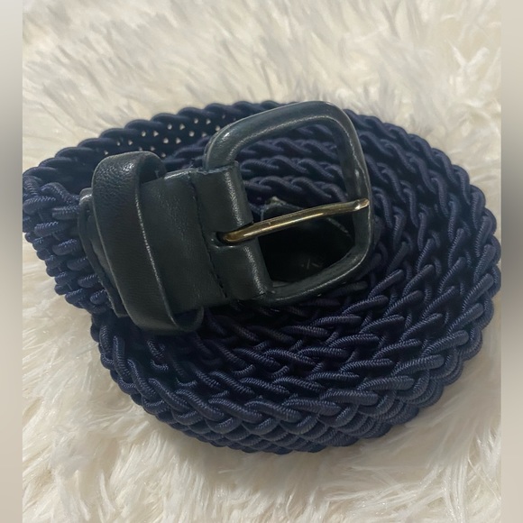 Maus&Hoffman Navy Blue Hand Braided Elastic Belt S 42. Measurement 44inches. - Picture 2 of 11